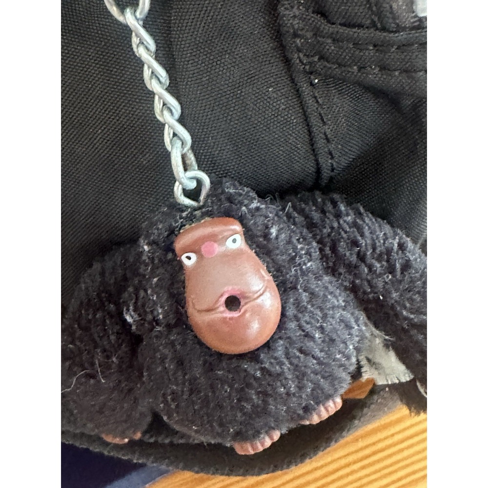 Kipling black nylon crossbody shoulder bag multi-pocket organizer monkey charm - Picture 7 of 15